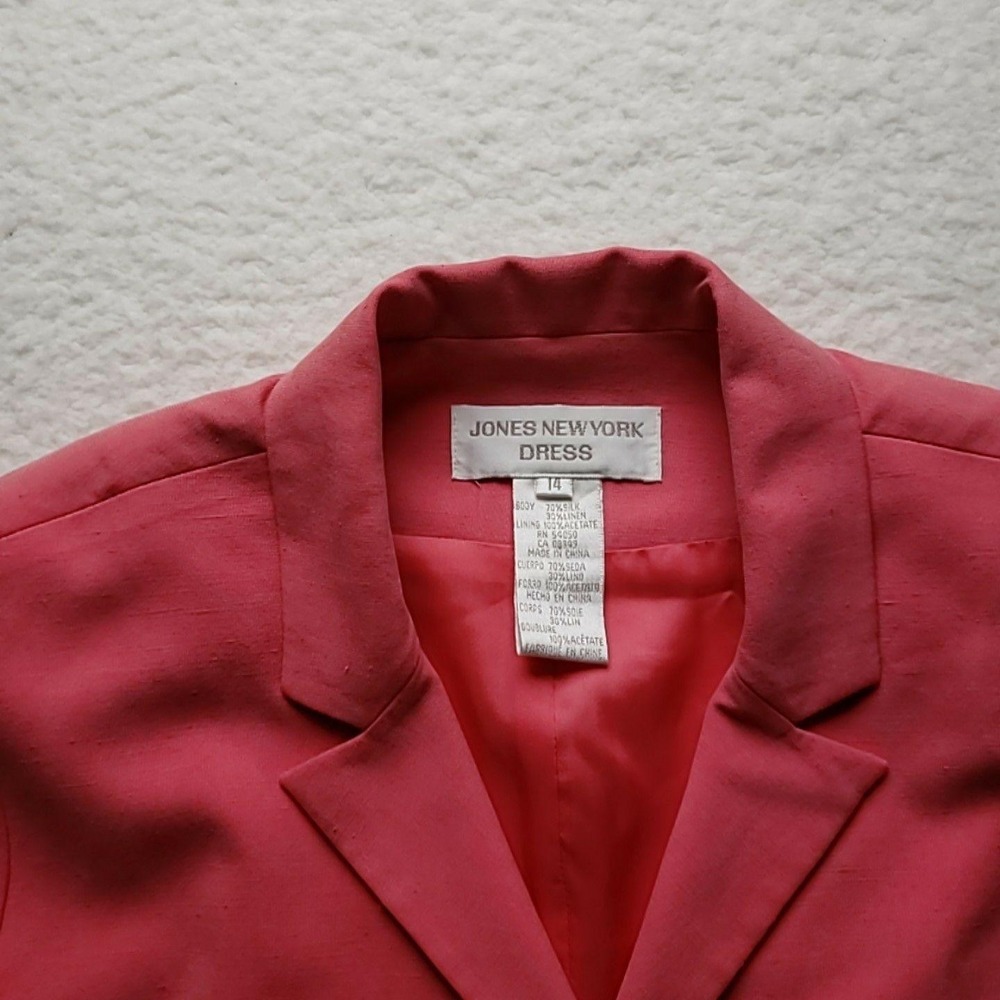Jones‎ New York Shirt Dress Womens 14 Pink Solid Short Sleeve Collared Knee